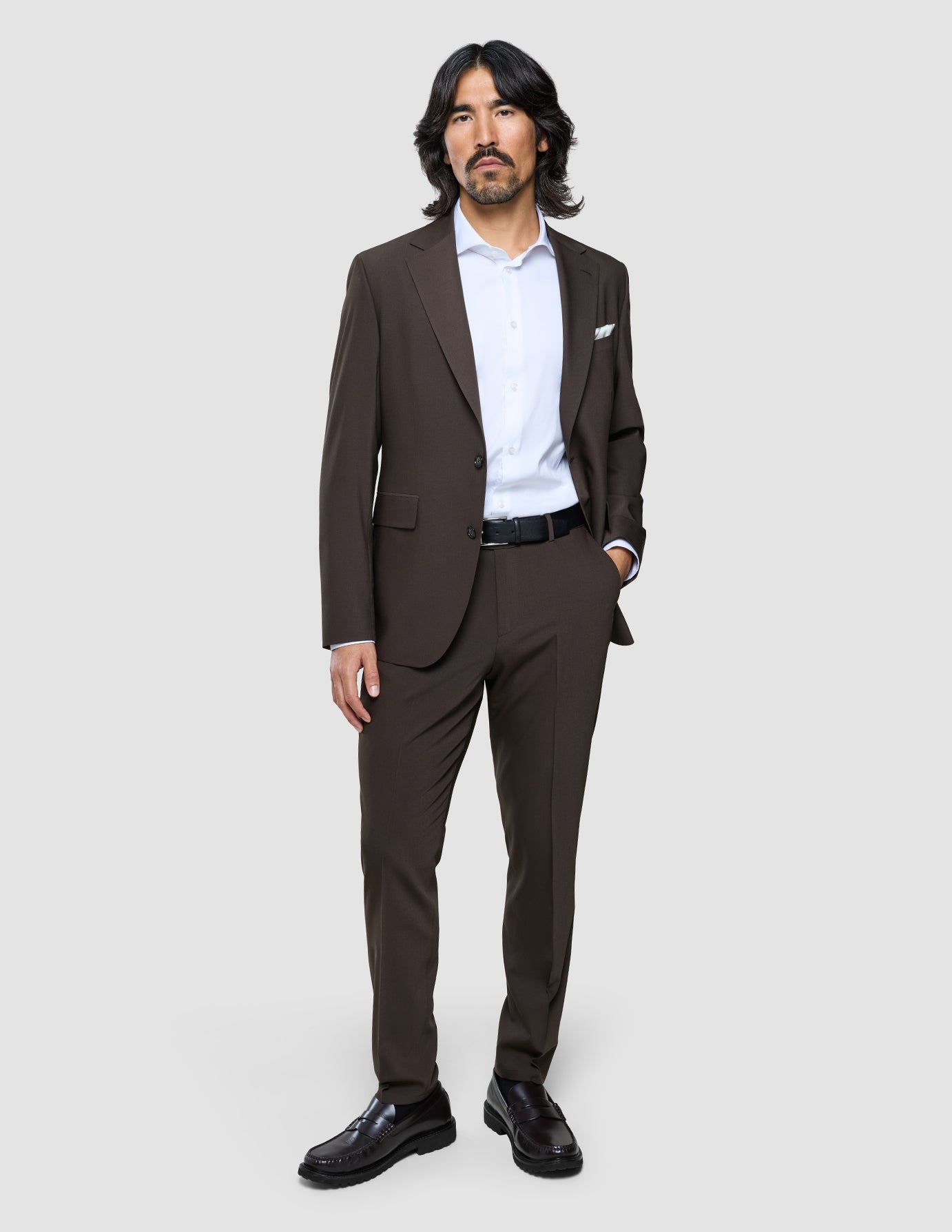 Tech Wool Blazer Dark Cocoa Brown Slim